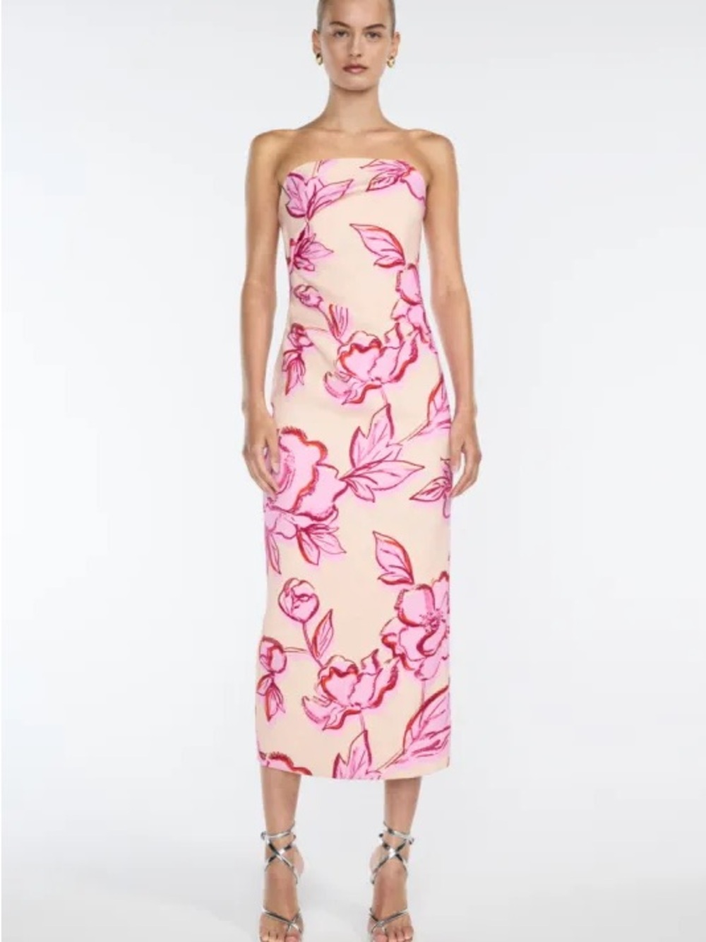 Manning Cartell Pink Floral Strapless Midi Dress